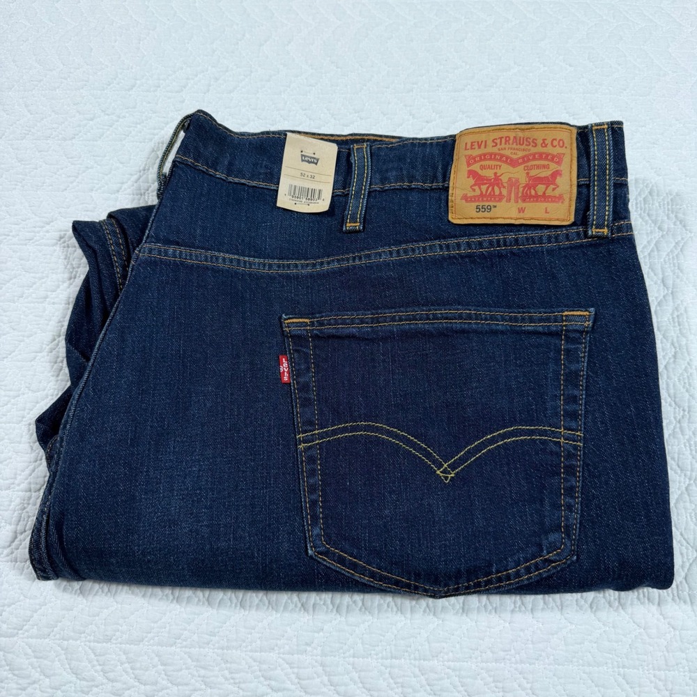 Levi's 559 Relaxed Straight Jeans Men 52x32 Dark Wash Workwear Denim NWT